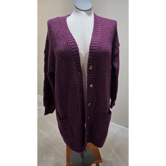 Torrid Womens purple Knit Open Cardigan With Button Front & Pockets Size L - Picture 1 of 5